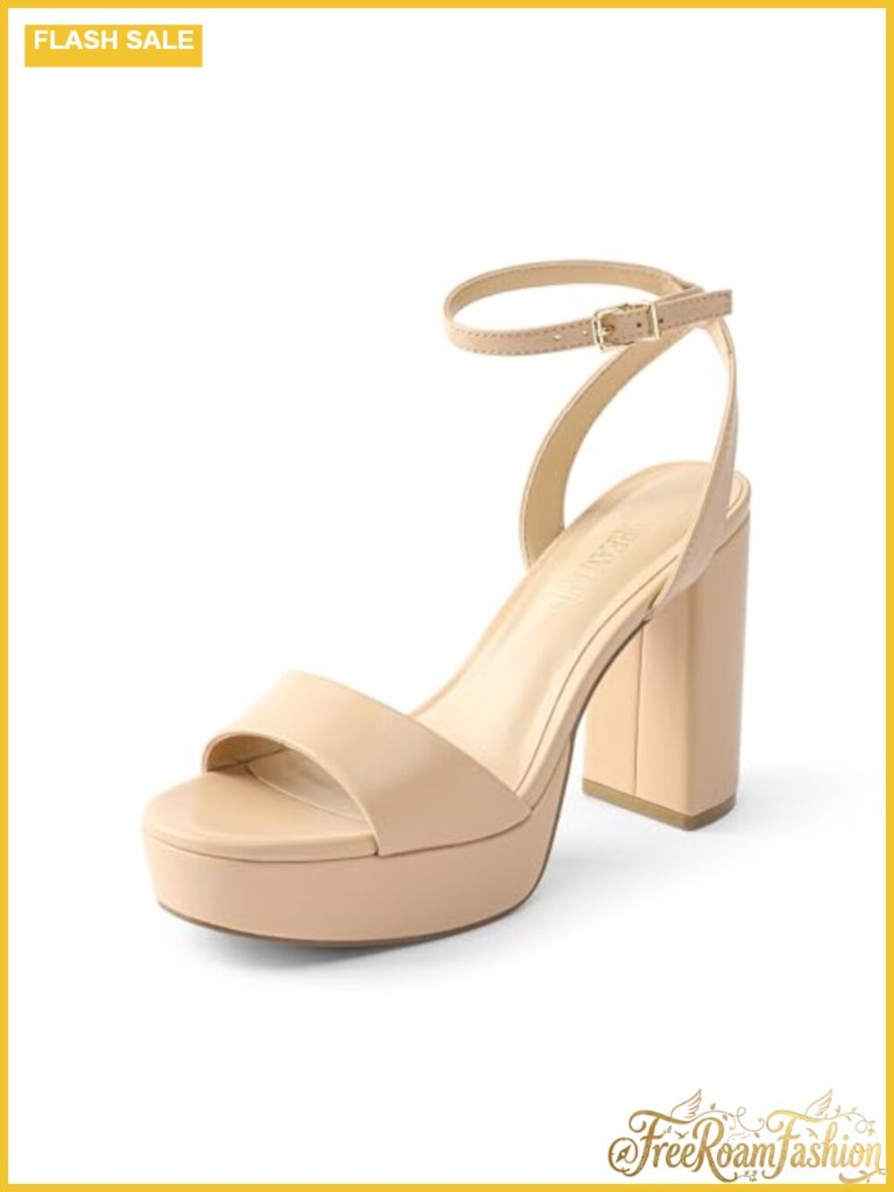Platform High Heels Chunky Open Toe Ankle Strap Faux Leather Sandals